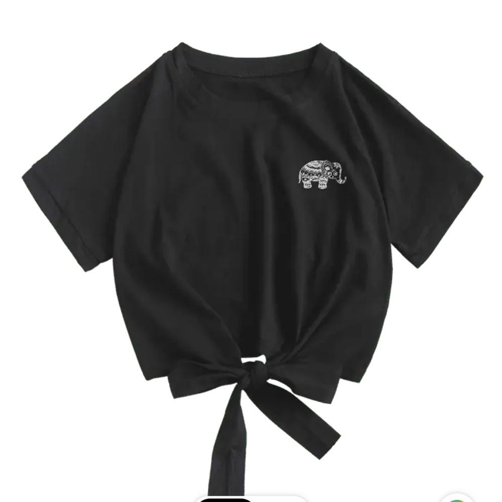 Graphic tie hem cropped tee